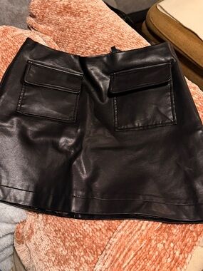 Olivaceous Black Faux Leather Mini Skirt